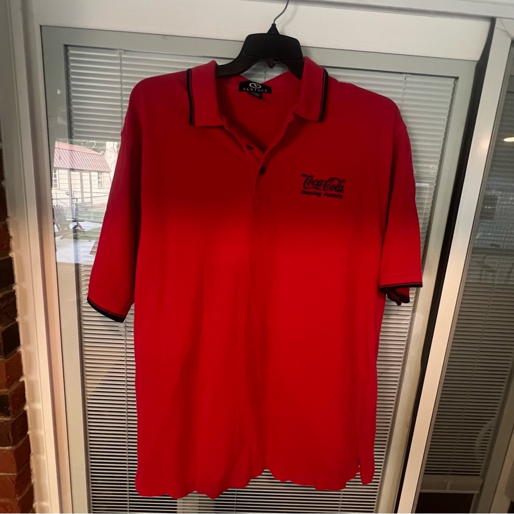 Vintage Red Polo Shirt Coca-Cola racing family